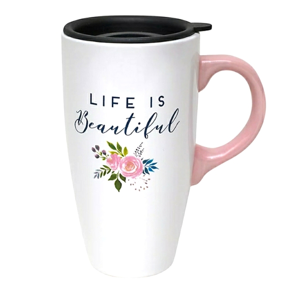 Other - *NWT* LIFE IS BEAUTIFUL LIDDED TRAVEL MUG ~18 OZ~